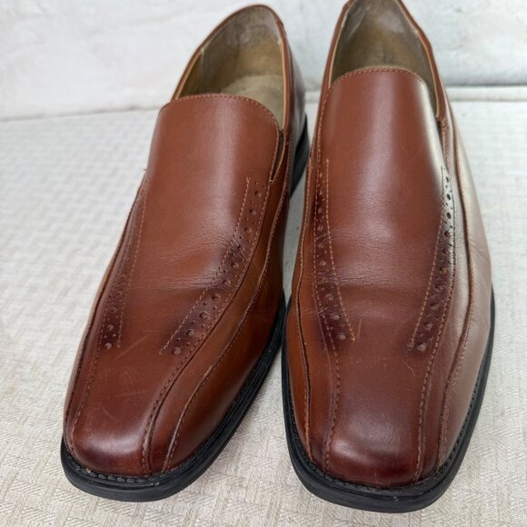 Stacy Adams Brown Leather Mens Dress Shoes Size 11M slip- on loafer - Picture 2 of 9